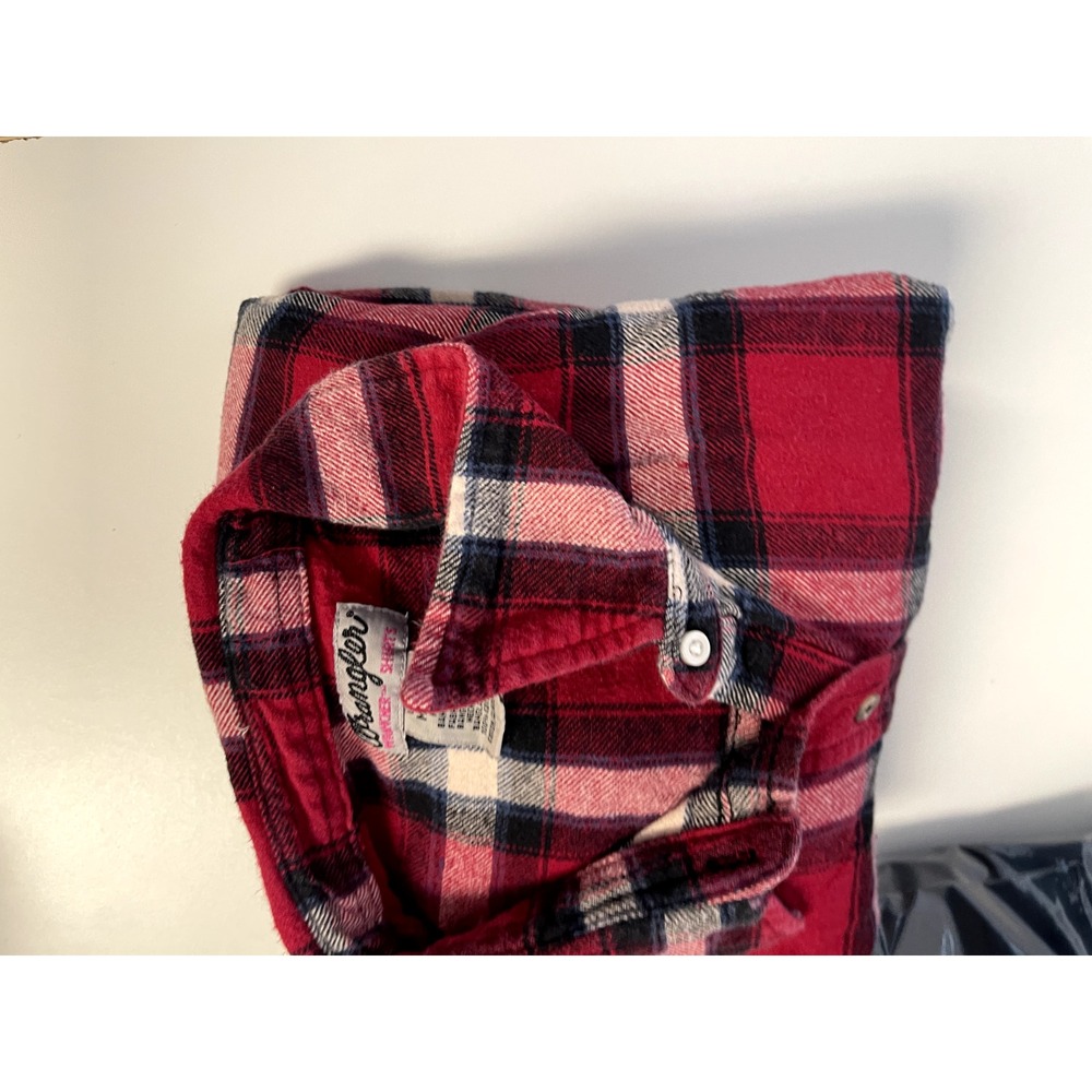 Wrangler Shirt Flannel Medium Wrancher Rancher‎ Red Plaid Long Sleeve Mens - Picture 13 of 14